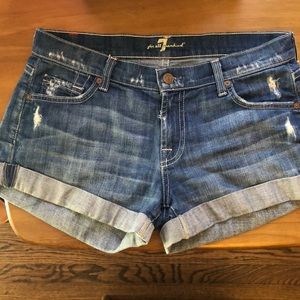Low Rise Distressed Jean Shorts